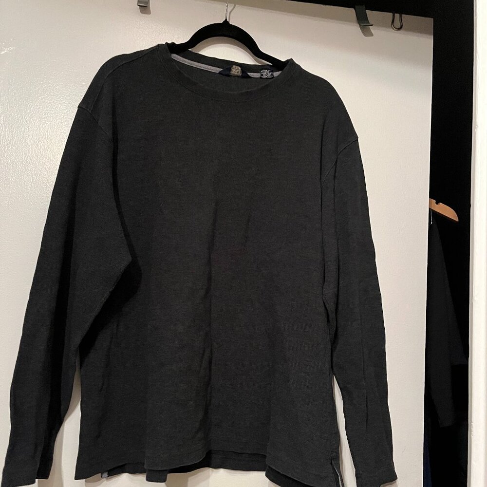 Brooks Sport Gray Waffle Knit Long Sleeve Top Size XL 💗